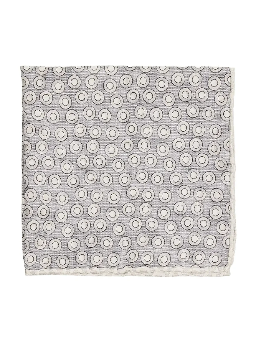 Brunello Cucinelli Men's Geometric Circle Silk Pocket Square