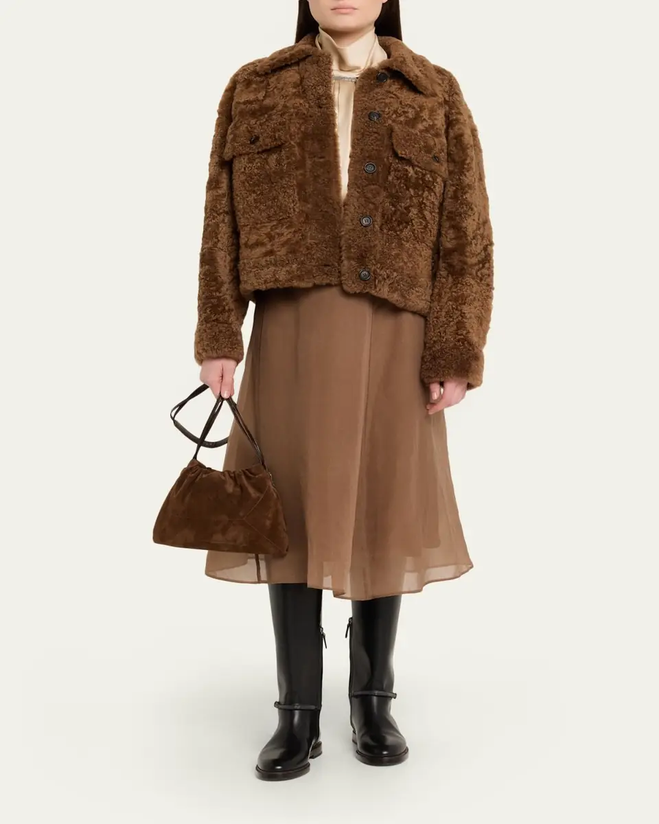 Brunello Cucinelli Crispy Chiffon Midi A-Line Skirt | Thumbnail 2 Brunello Cucinelli Crispy Chiffon Midi A-Line Skirt | Thumbnail 2