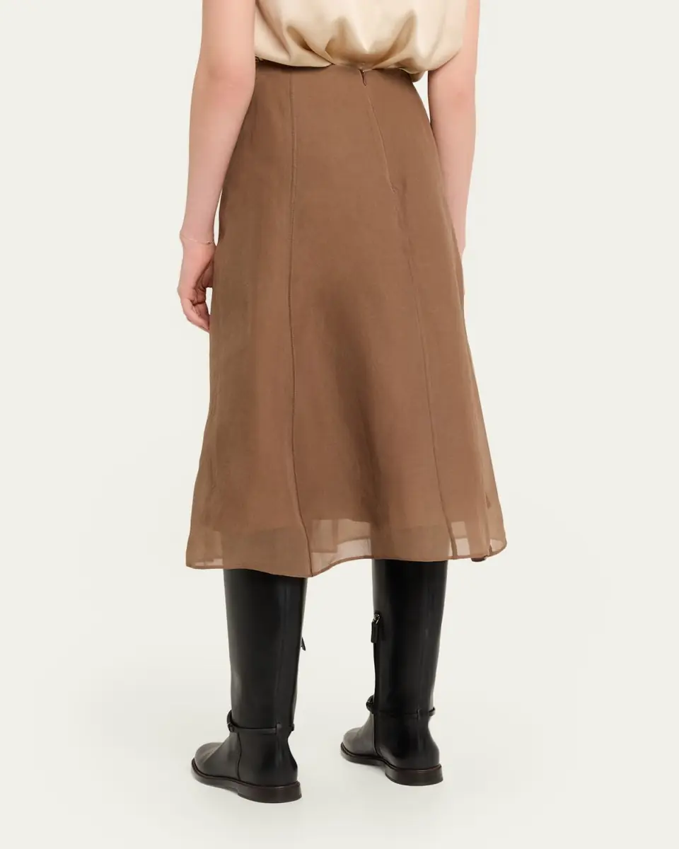 Brunello Cucinelli Crispy Chiffon Midi A-Line Skirt | Thumbnail 3 Brunello Cucinelli Crispy Chiffon Midi A-Line Skirt | Thumbnail 3