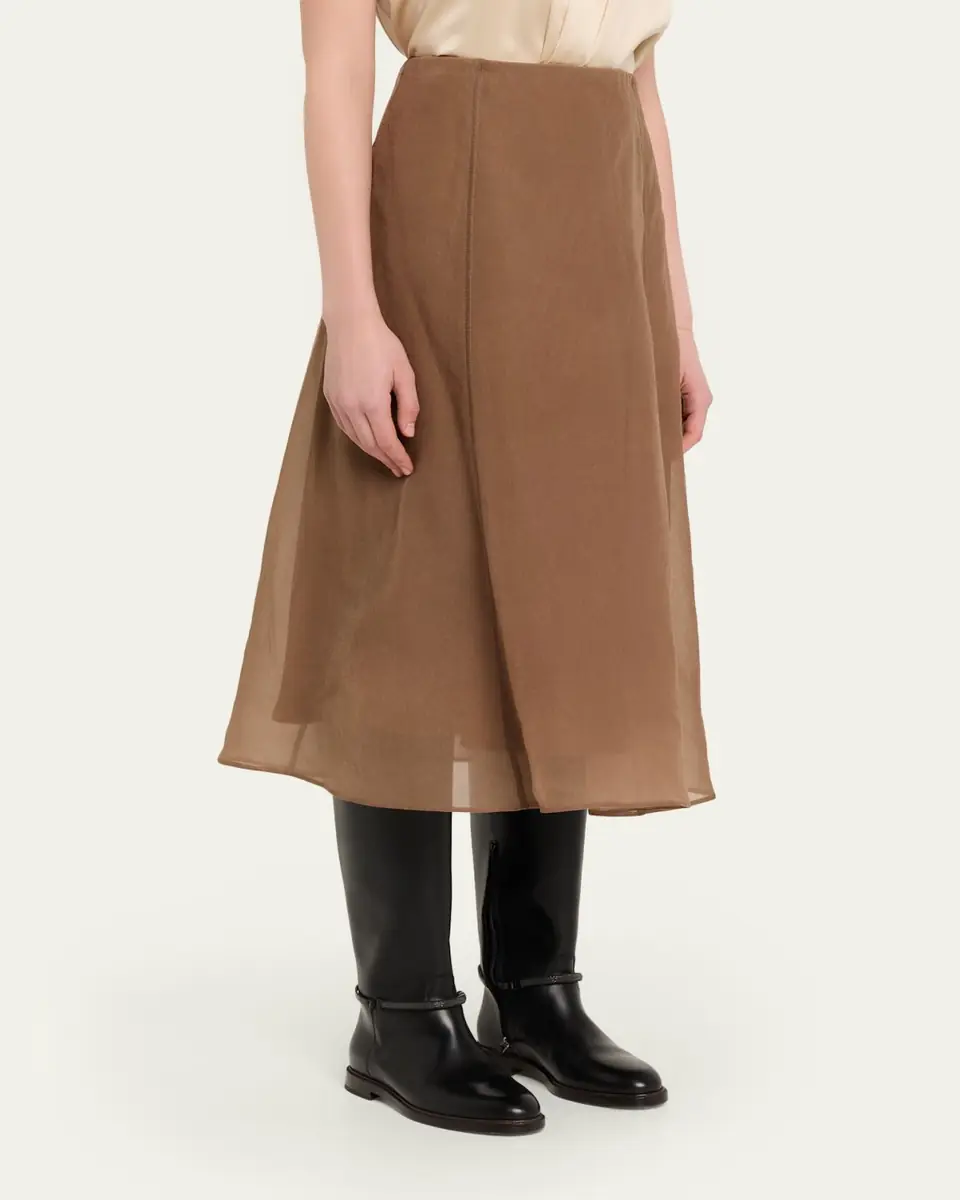 Brunello Cucinelli Crispy Chiffon Midi A-Line Skirt | Thumbnail 4 Brunello Cucinelli Crispy Chiffon Midi A-Line Skirt | Thumbnail 4