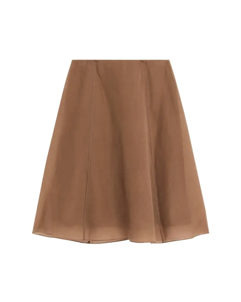 Brunello Cucinelli Crispy Chiffon Midi A-Line Skirt