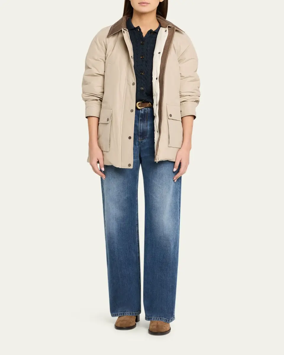 Brunello Cucinelli Shimmering Cable Knit Collared Cardigan | Thumbnail 2 Brunello Cucinelli Shimmering Cable Knit Collared Cardigan | Thumbnail 2