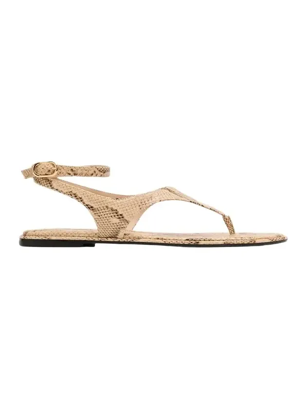 Marley Snake-Embossed Leather Flat Thong Sandals Marley Snake-Embossed Leather Flat Thong Sandals