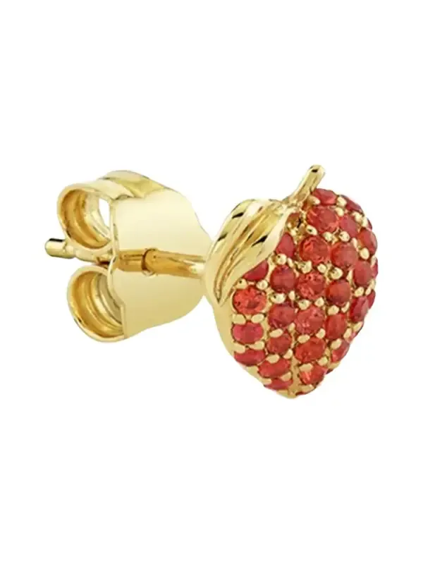 14K Orange Sapphire Peach Stud Earring, Single (Right) 14K Orange Sapphire Peach Stud Earring, Single (Right)