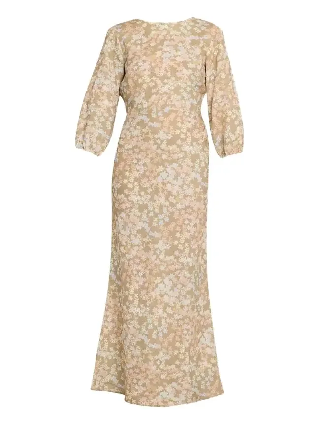 Berna Floral Linen Maxi Dress