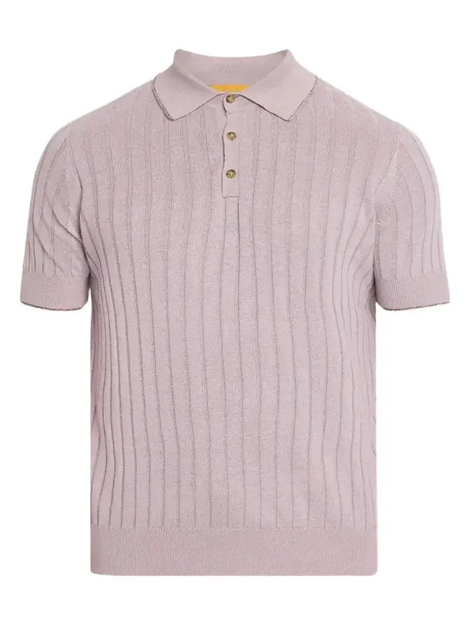 Men's Rib-Knit Teddy Polo Shirt