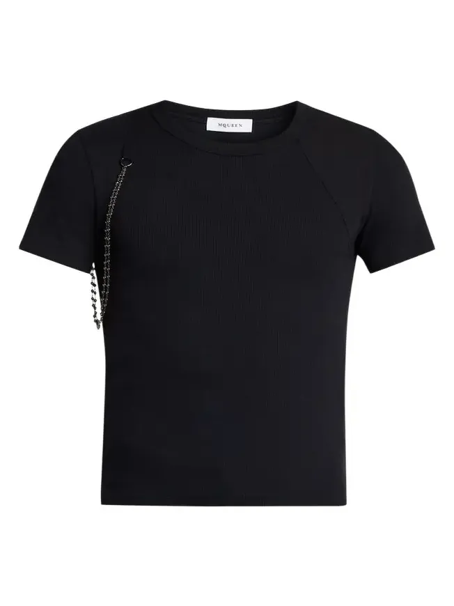 Men's Beaded Harness Micro-Rib Cotton Crewneck T-Shirt