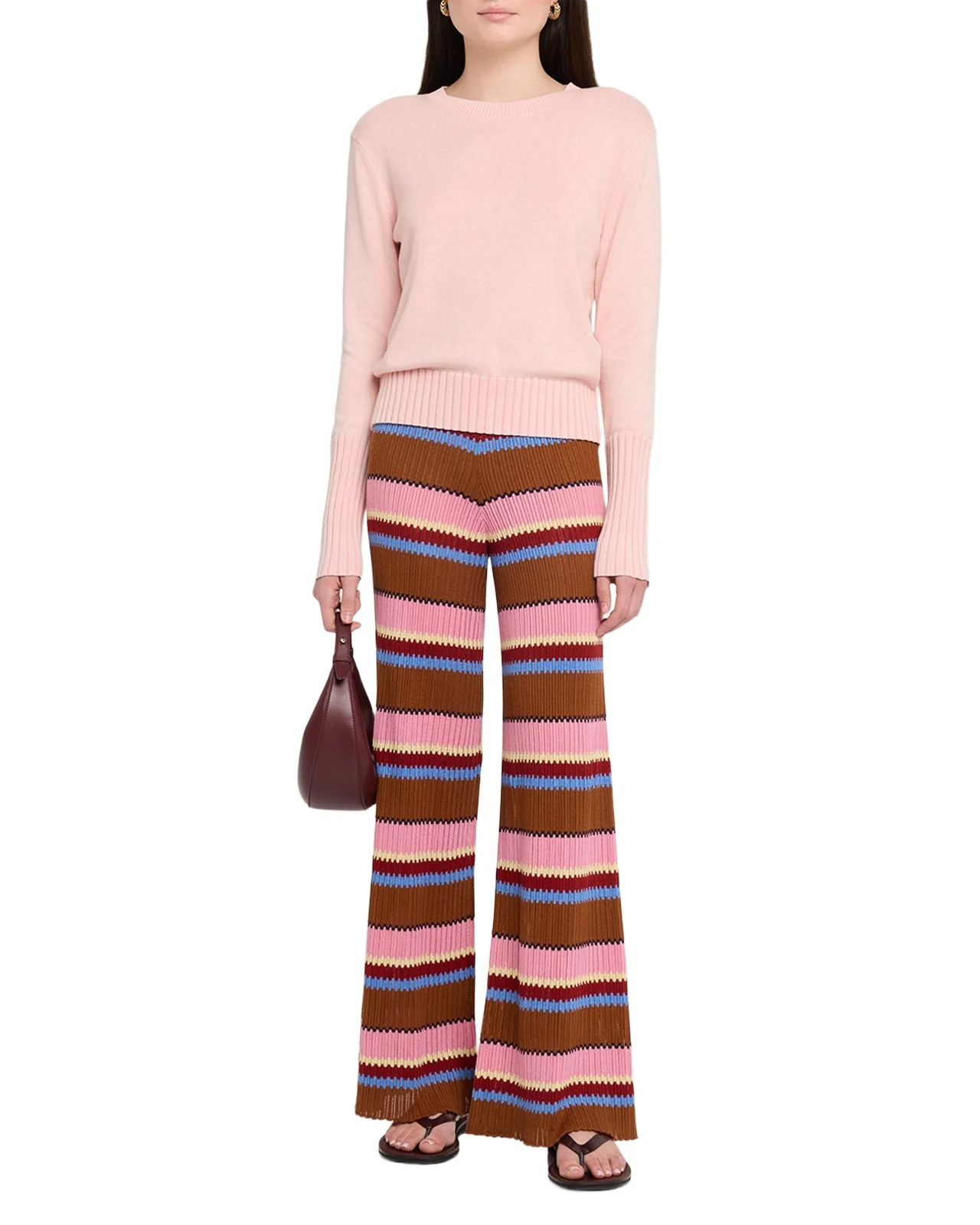 Palazzo Rib Striped Pants
