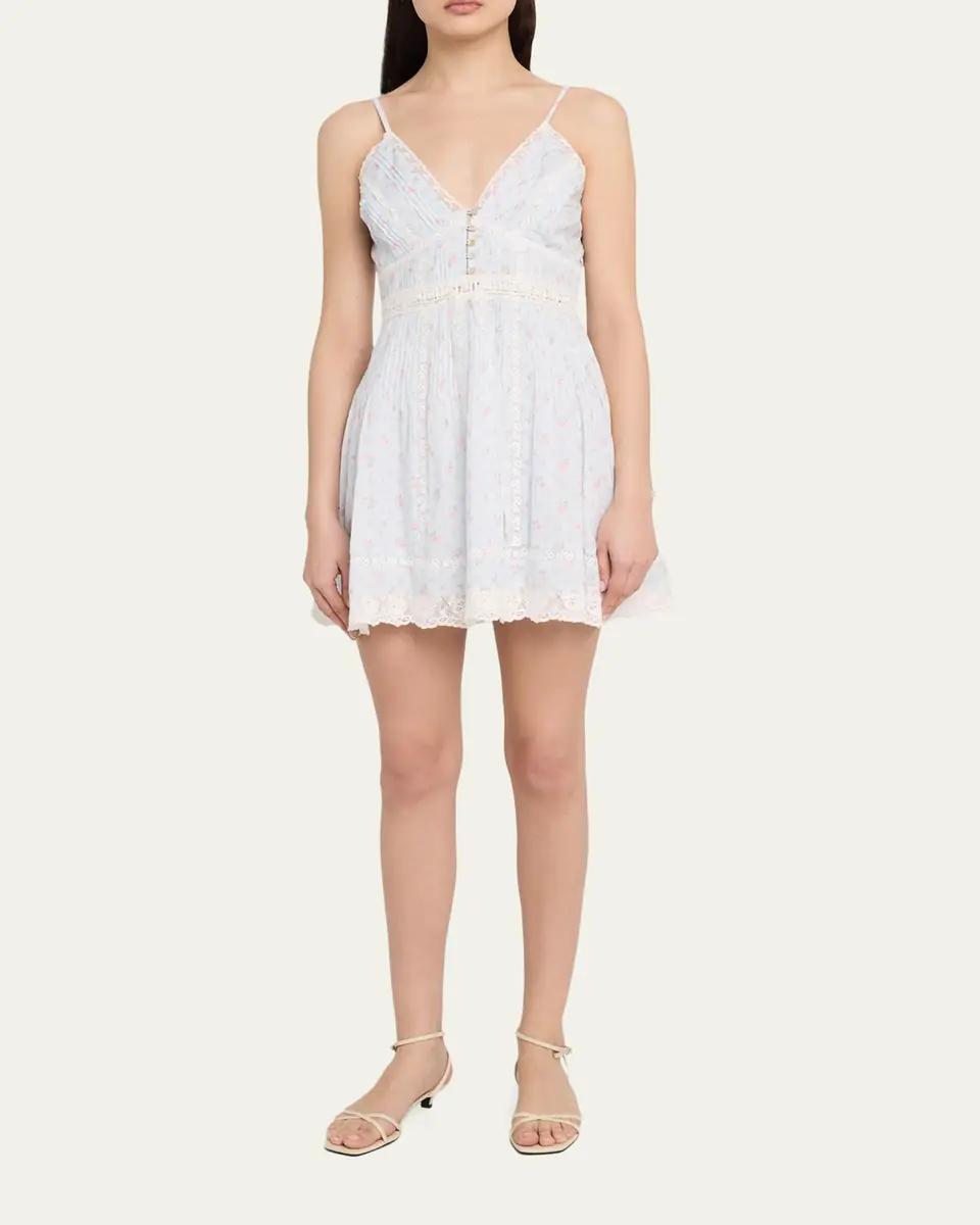 LoveShackFancy Zirelle Floral Cotton Lace-Trimmed Mini Dress | Thumbnail 4 LoveShackFancy Zirelle Floral Cotton Lace-Trimmed Mini Dress | Thumbnail 4