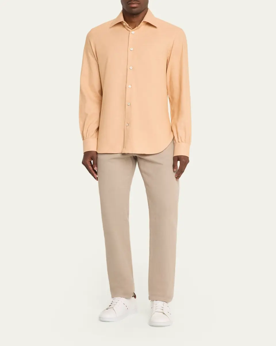 Kiton Men's Cotton Micro-Check Classic Fit Sport Shirt | Thumbnail 2 Kiton Men's Cotton Micro-Check Classic Fit Sport Shirt | Thumbnail 2