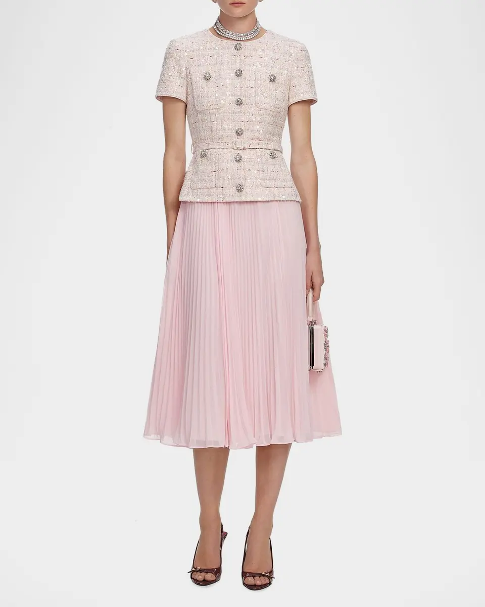 Self-Portrait Sequined Bouclé Midi Dress | Thumbnail 2 Self-Portrait Sequined Bouclé Midi Dress | Thumbnail 2