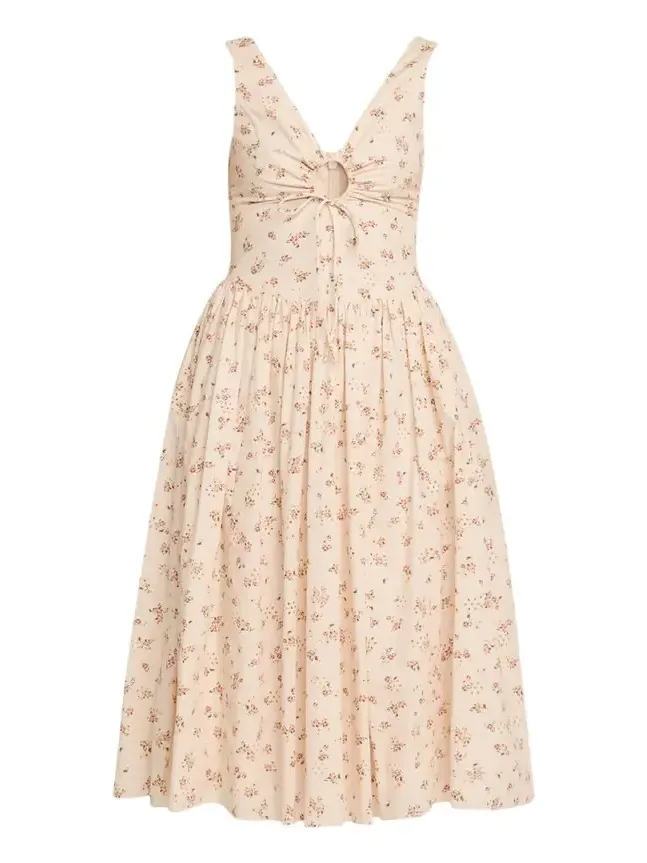 Penelope Sleeveless Floral Cotton Keyhole Midi Dress Penelope Sleeveless Floral Cotton Keyhole Midi Dress