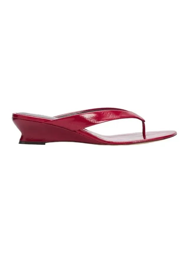 50mm Eel-Embossed Leather Micro Wedge Thong Sandals 50mm Eel-Embossed Leather Micro Wedge Thong Sandals