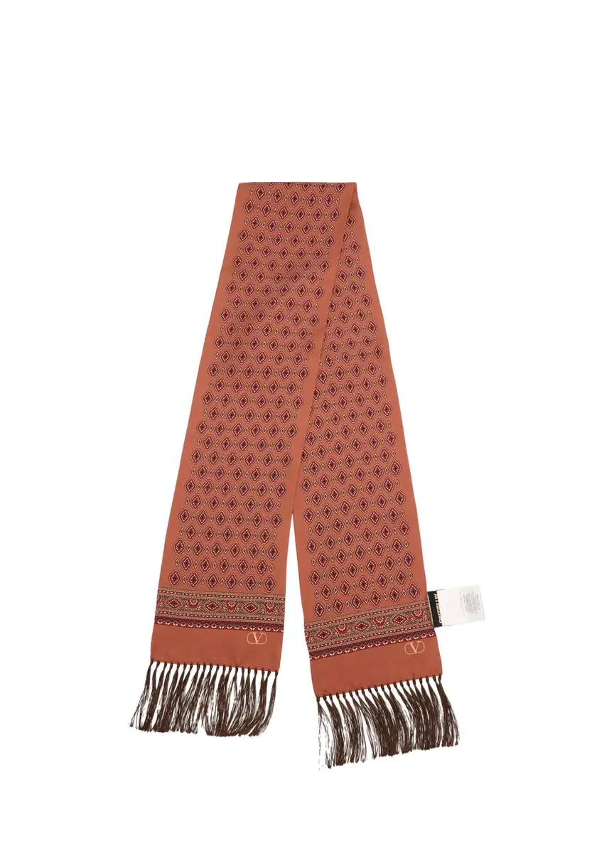 Valentino Garavani Men's Silk Fringe Medallion Scarf | Thumbnail 3 Valentino Garavani Men's Silk Fringe Medallion Scarf | Thumbnail 3