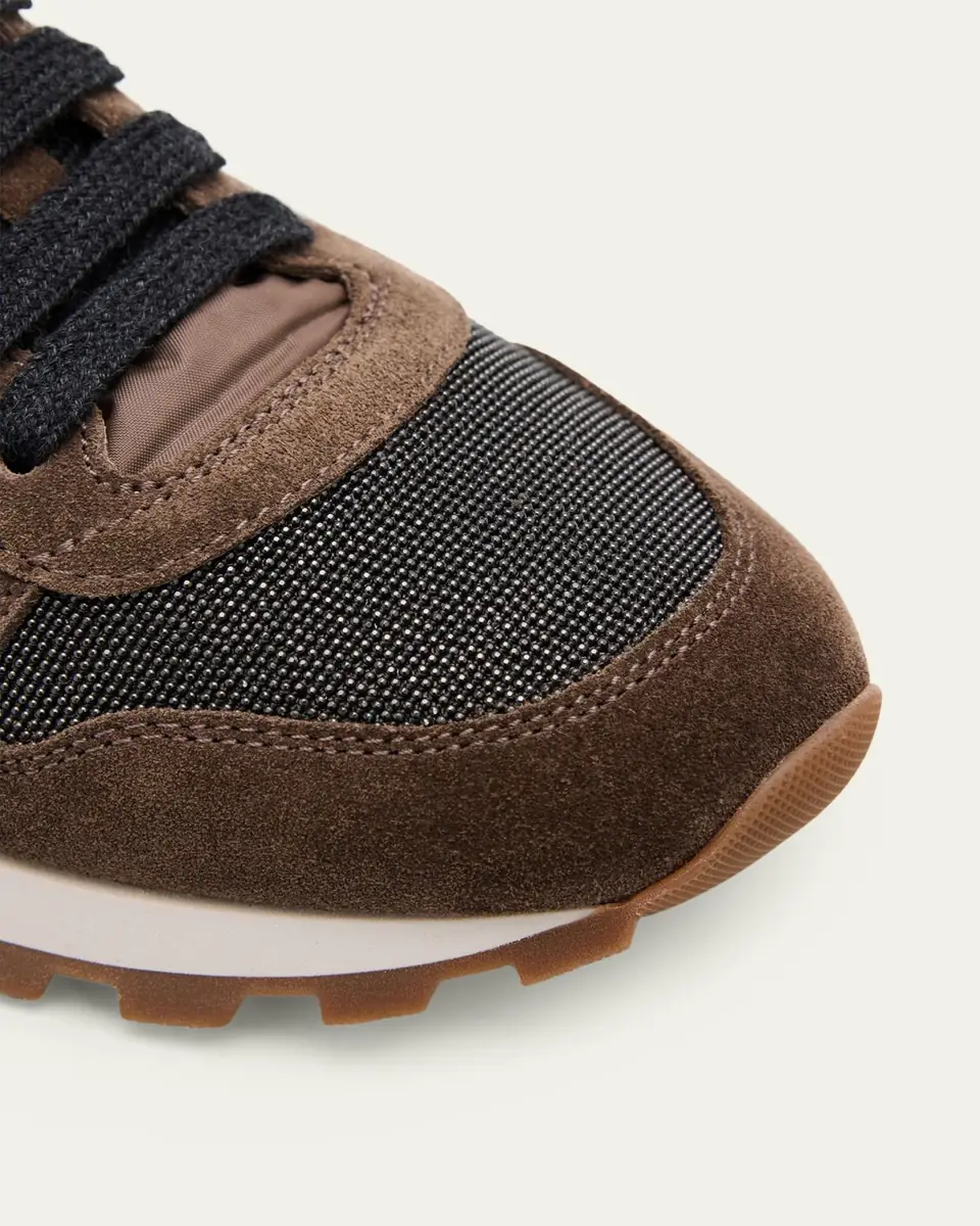 Brunello Cucinelli Monili Mixed Media Runner Sneakers | Thumbnail 3 Brunello Cucinelli Monili Mixed Media Runner Sneakers | Thumbnail 3