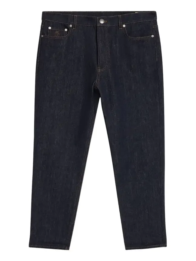 Brunello Cucinelli Men's Rinsed Dark-Wash Denim Straight-Leg Jeans