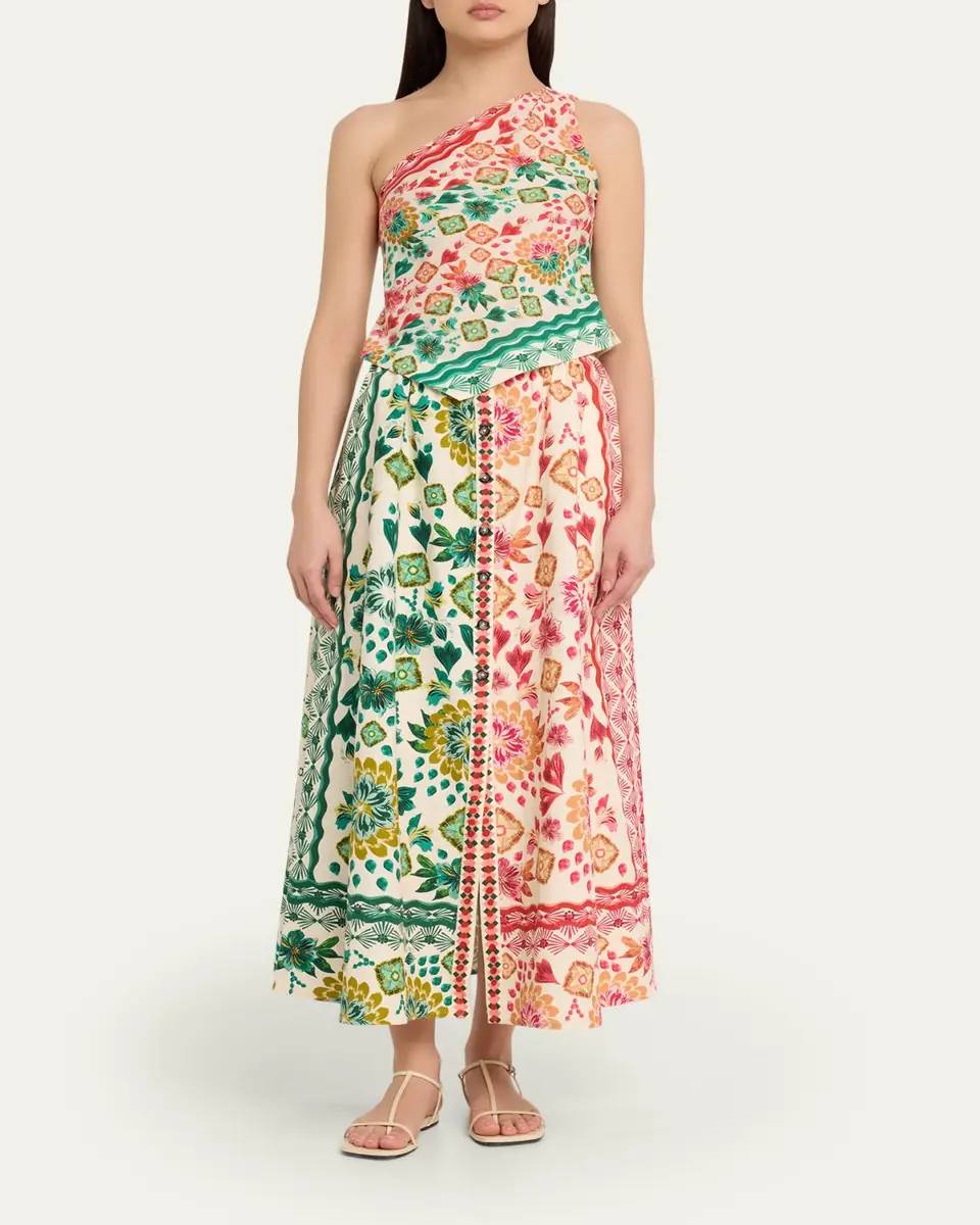 Saloni Judi B Printed Button-Front Skirt | Thumbnail 2