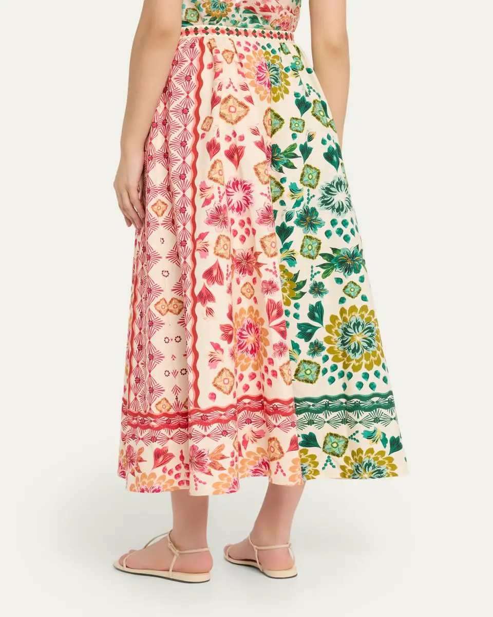 Saloni Judi B Printed Button-Front Skirt | Thumbnail 3