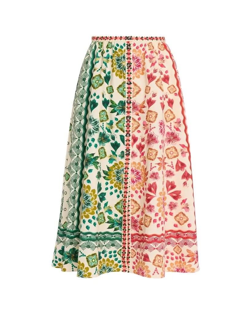 Saloni Judi B Printed Button-Front Skirt | Image 1 Saloni Judi B Printed Button-Front Skirt | Image 1