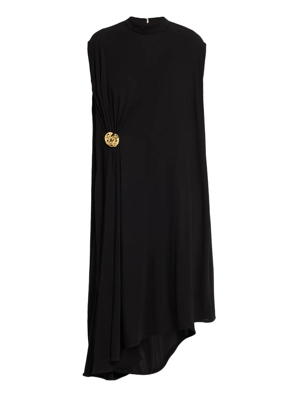 Mock-Neck Gathered Jersey Asymmetric Midi Dress Mock-Neck Gathered Jersey Asymmetric Midi Dress