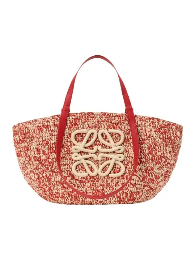Loewe x Paula's Ibiza Medium Eclipse Basket Bag in Melange Raffia and Calfskin