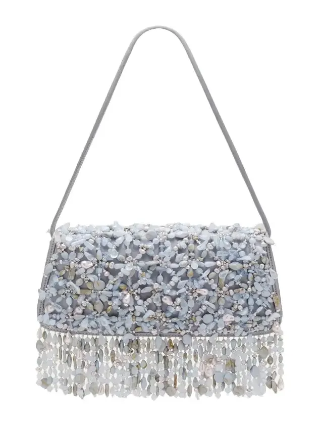 Idalia Fringed Faux Stone Shoulder Bag Idalia Fringed Faux Stone Shoulder Bag