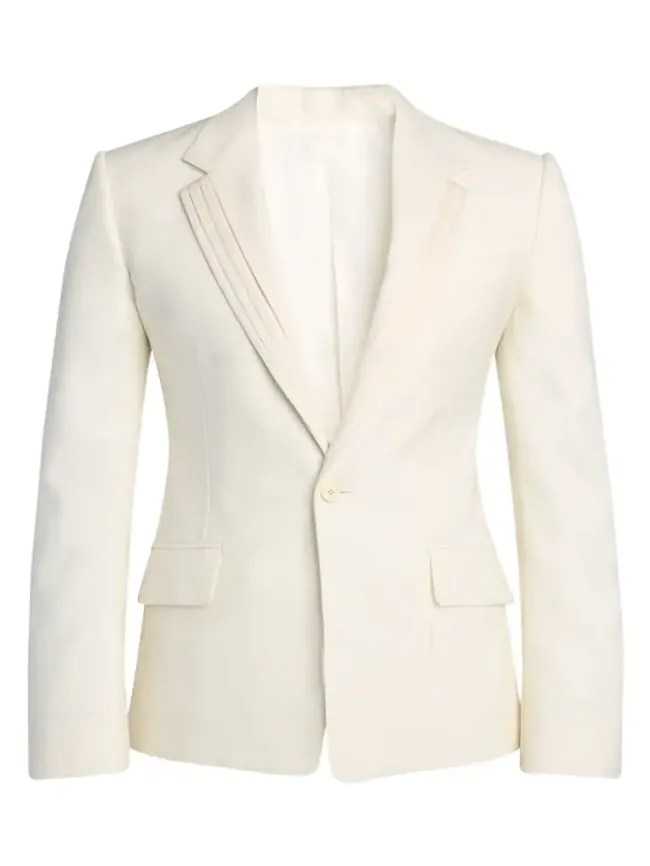 Men's Wool Pleated-Lapel Single-Breasted Dinner Jacket
