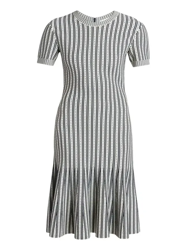 Striped Jacquard Knit Trumpet Midi Dress Striped Jacquard Knit Trumpet Midi Dress