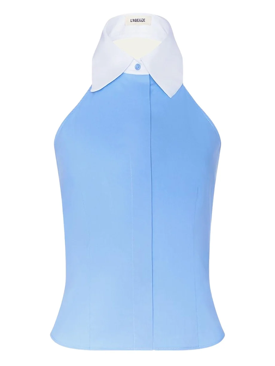 Rina Cotton Poplin Collared Halter Top