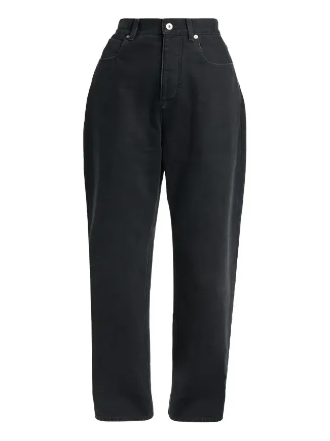 Faded Black Denim Wide-Leg Jeans