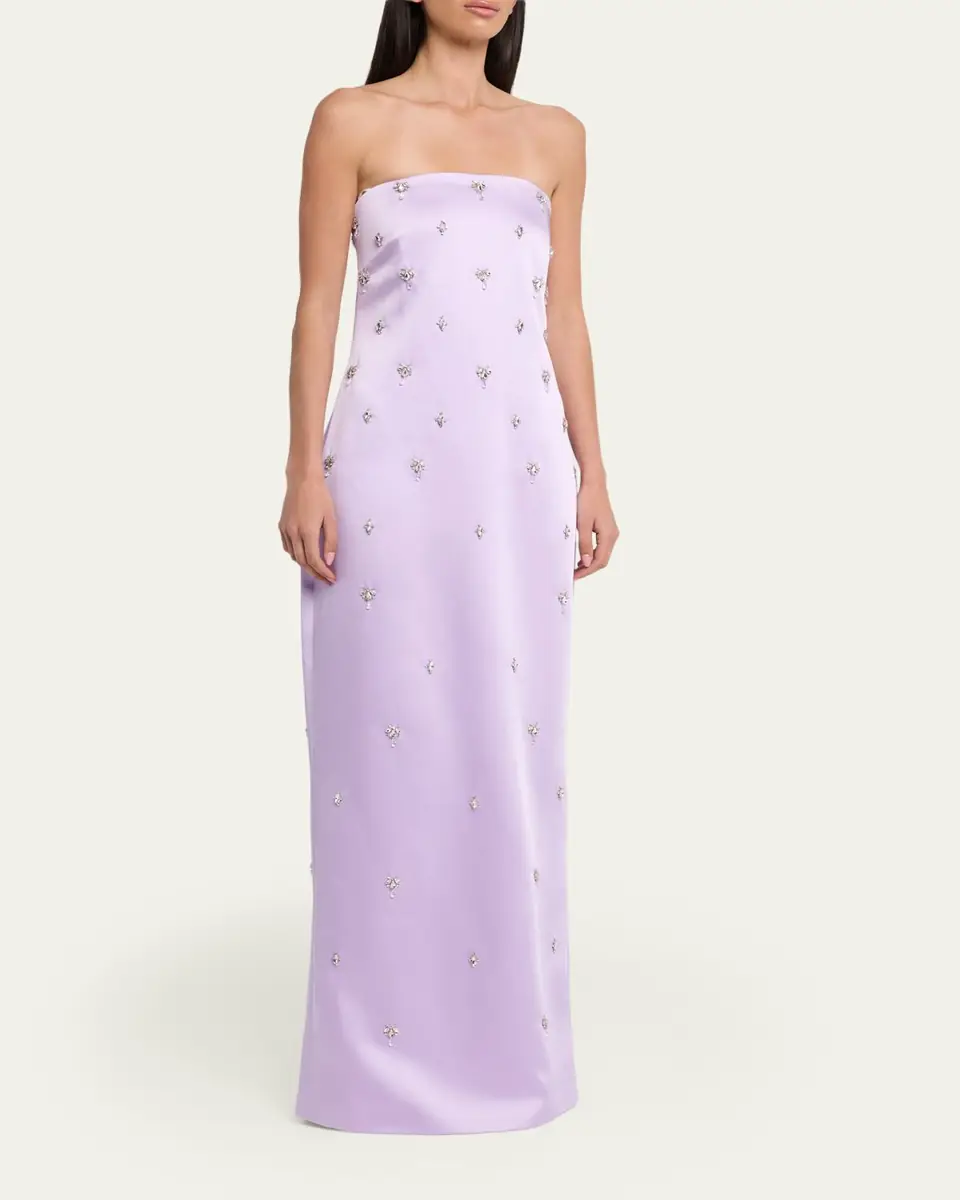 Retrofete Keziah Embellished Strapless Satin Dress | Thumbnail 4 Retrofete Keziah Embellished Strapless Satin Dress | Thumbnail 4