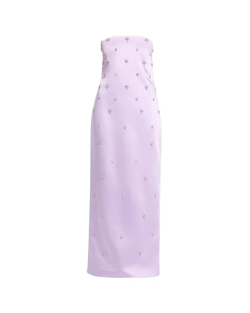 Keziah Embellished Strapless Satin Dress