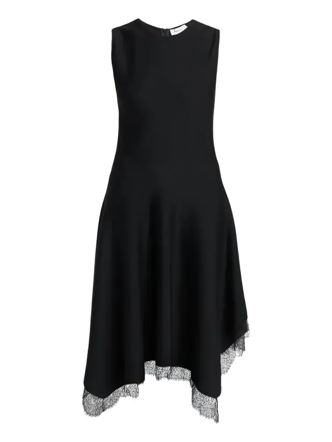 Sleeveless Lace-Trim Asymmetric Handkerchief Midi Dress Sleeveless Lace-Trim Asymmetric Handkerchief Midi Dress