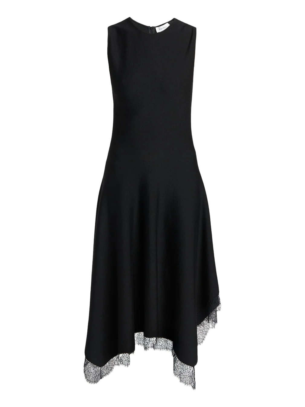 Sleeveless Lace-Trim Asymmetric Handkerchief Midi Dress