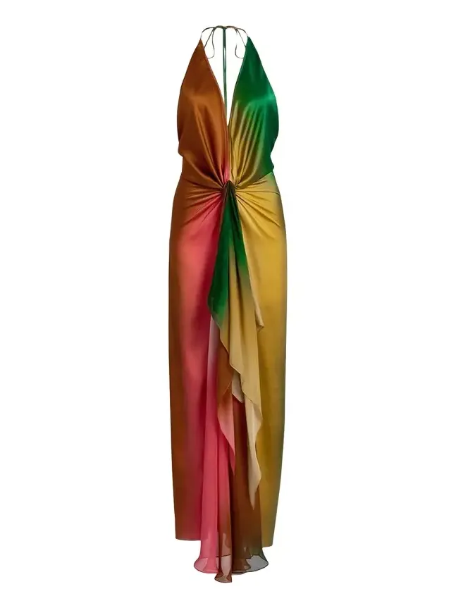 Dixon Twisted Satin Plunging Halter Maxi Dress Dixon Twisted Satin Plunging Halter Maxi Dress