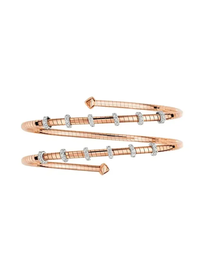 18K Rose Gold Diamond 2 Row Tubogas Bracelet 18K Rose Gold Diamond 2 Row Tubogas Bracelet