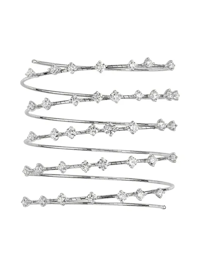 MATTIA CIELO 18K White Gold and Titanium Diamond Wrap Bracelet