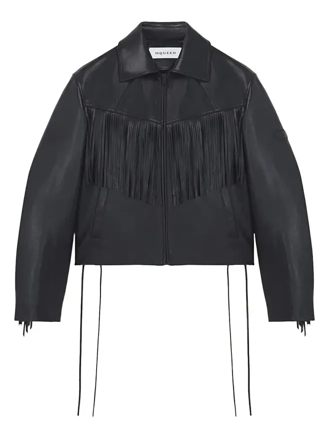 Men's Western Fringe-Trim Leather Jacket