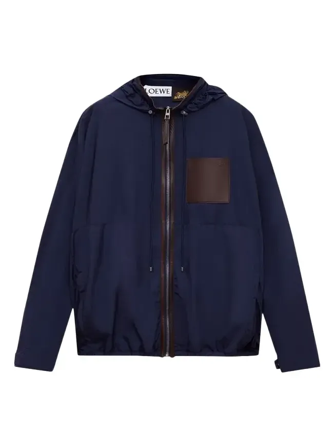 Loewe x Paula's Ibiza Men's Hooded Leather-Trim Anorak Jacket