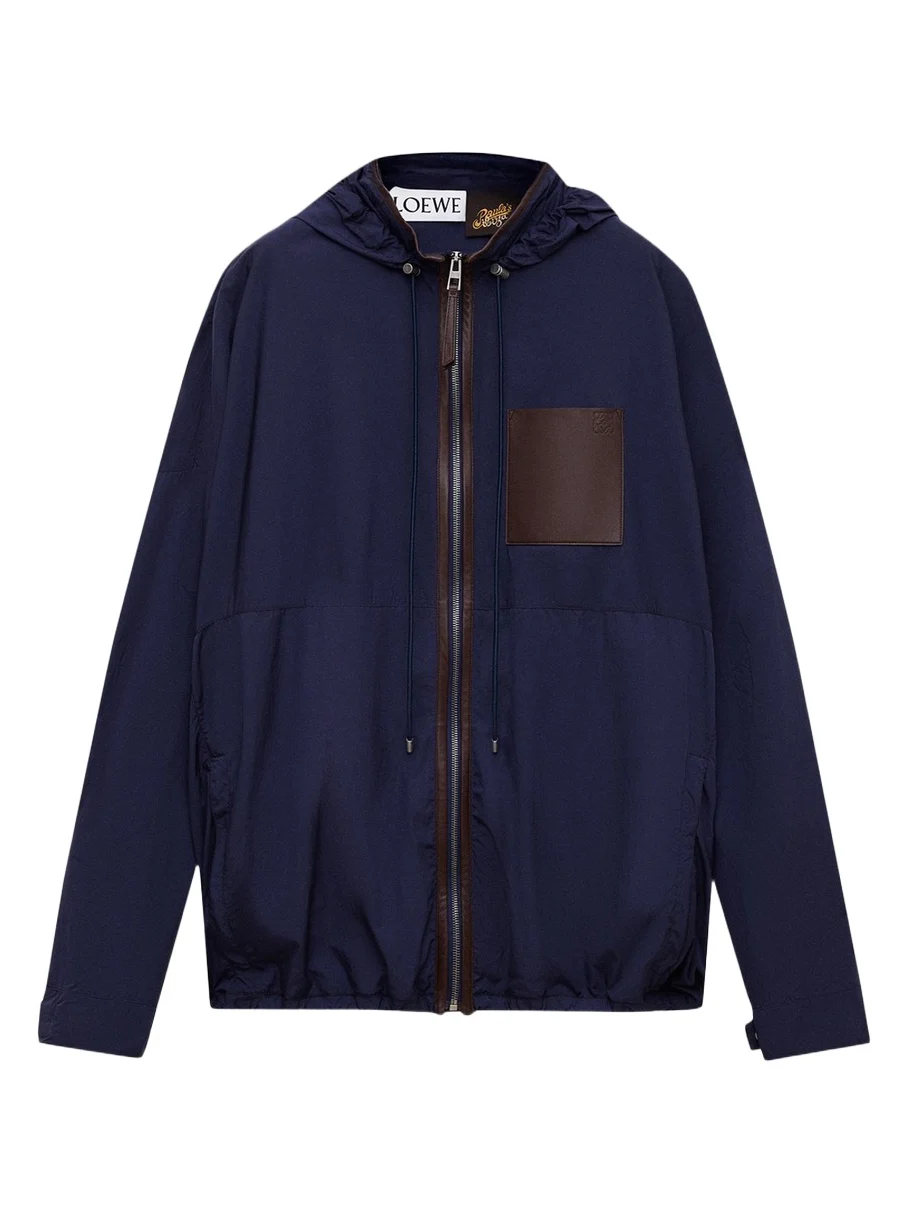 x Paula's Ibiza Men's Hooded Leather-Trim Anorak Jacket