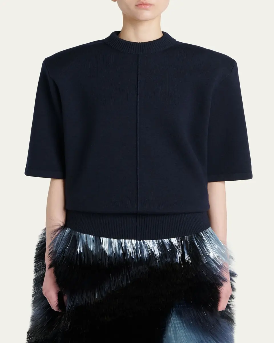 Bottega Veneta Tailored Wool Knit Short-Sleeve Sweater | Thumbnail 4