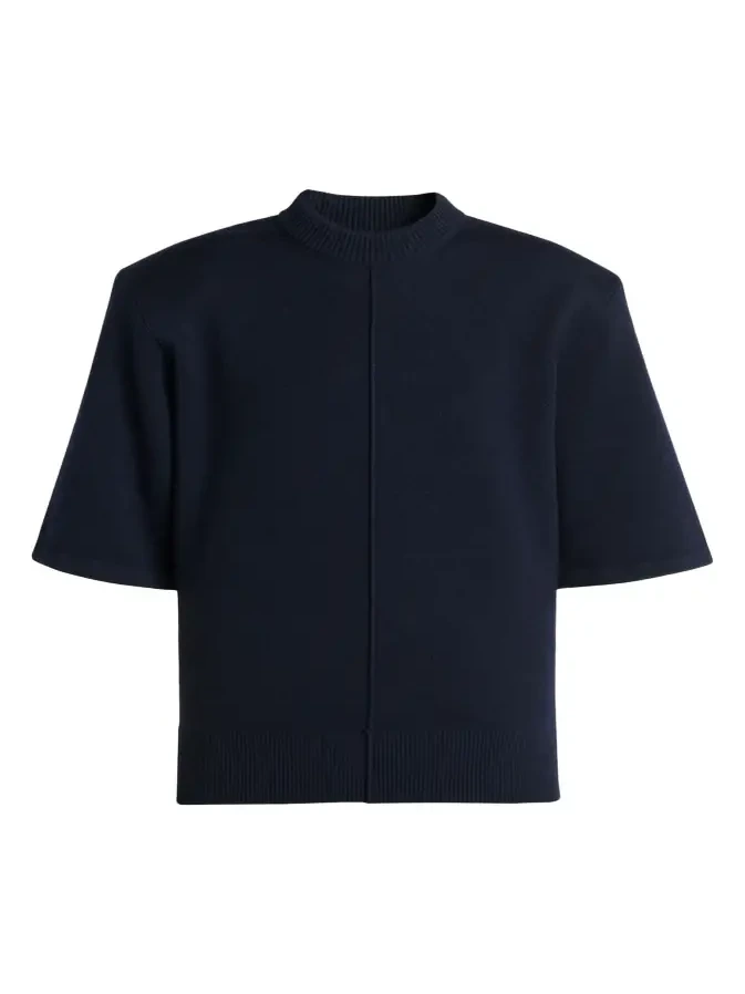 Tailored Wool Knit Short-Sleeve Sweater Tailored Wool Knit Short-Sleeve Sweater