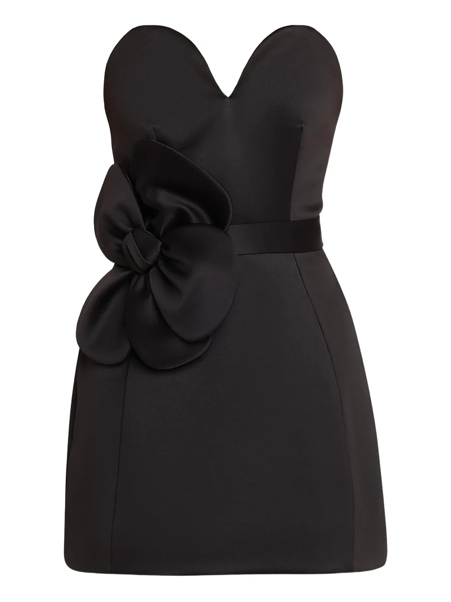 Satin Daisy Belted Dress