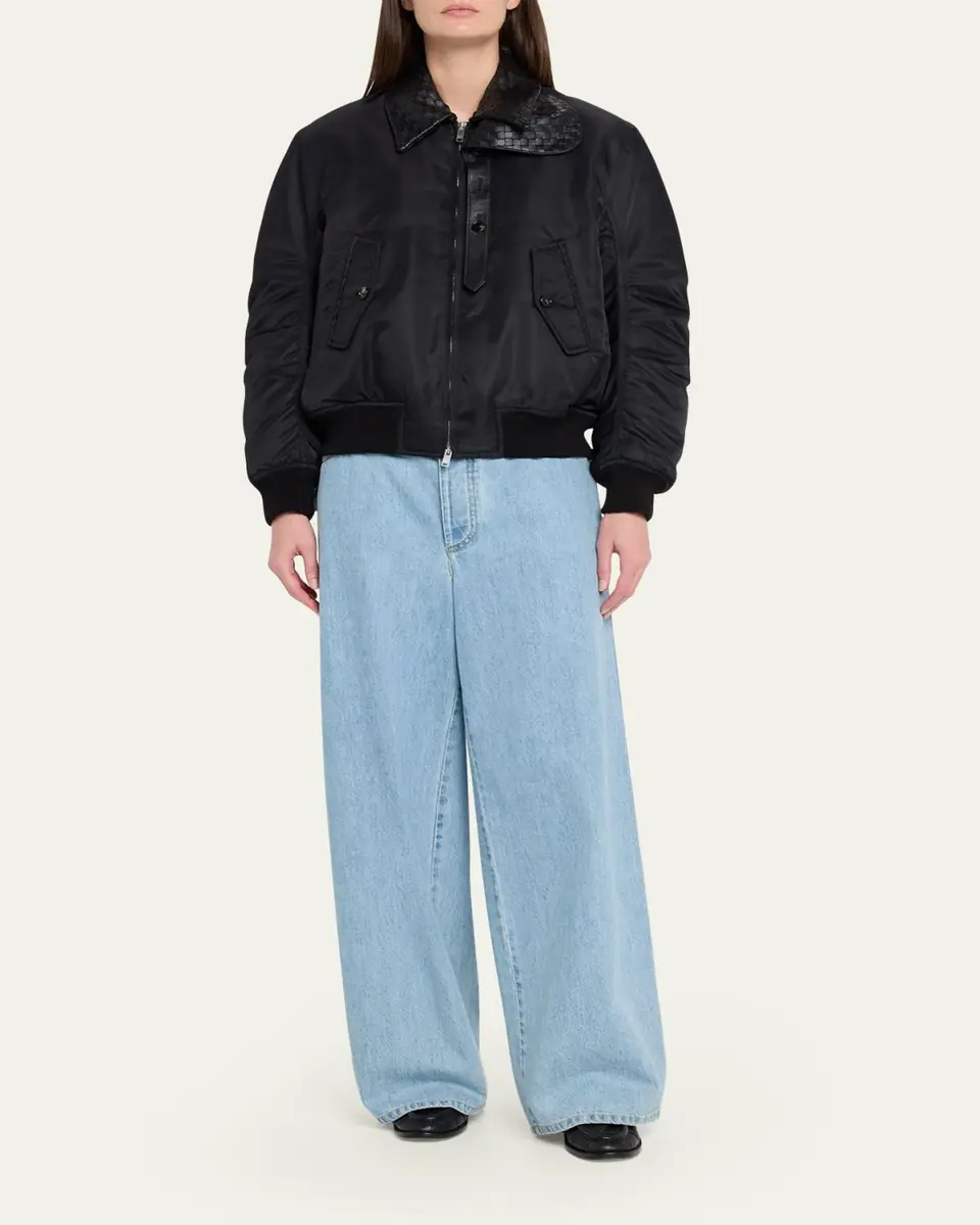 Bottega Veneta Intrecciato Collar Blouson Bomber Jacket | Thumbnail 2 Bottega Veneta Intrecciato Collar Blouson Bomber Jacket | Thumbnail 2