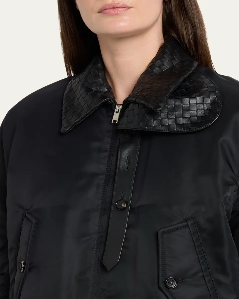 Bottega Veneta Intrecciato Collar Blouson Bomber Jacket | Thumbnail 5 Bottega Veneta Intrecciato Collar Blouson Bomber Jacket | Thumbnail 5