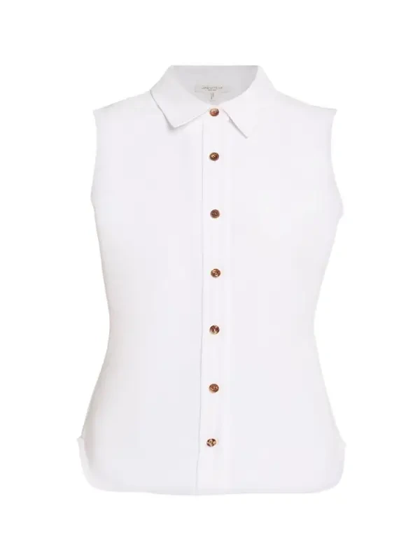 Sleeveless Cotton Pique Shirt Sleeveless Cotton Pique Shirt