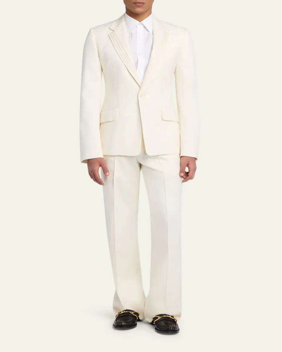 Alexander McQueen Men's Wool Pintuck-Pleated Wide-Leg Trousers | Thumbnail 2 Alexander McQueen Men's Wool Pintuck-Pleated Wide-Leg Trousers | Thumbnail 2