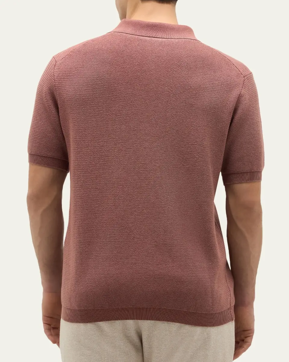 Baldassari Men's Garment-Dyed Cotton Knit Short-Sleeve Polo Sweater | Thumbnail 8 Baldassari Men's Garment-Dyed Cotton Knit Short-Sleeve Polo Sweater | Thumbnail 8