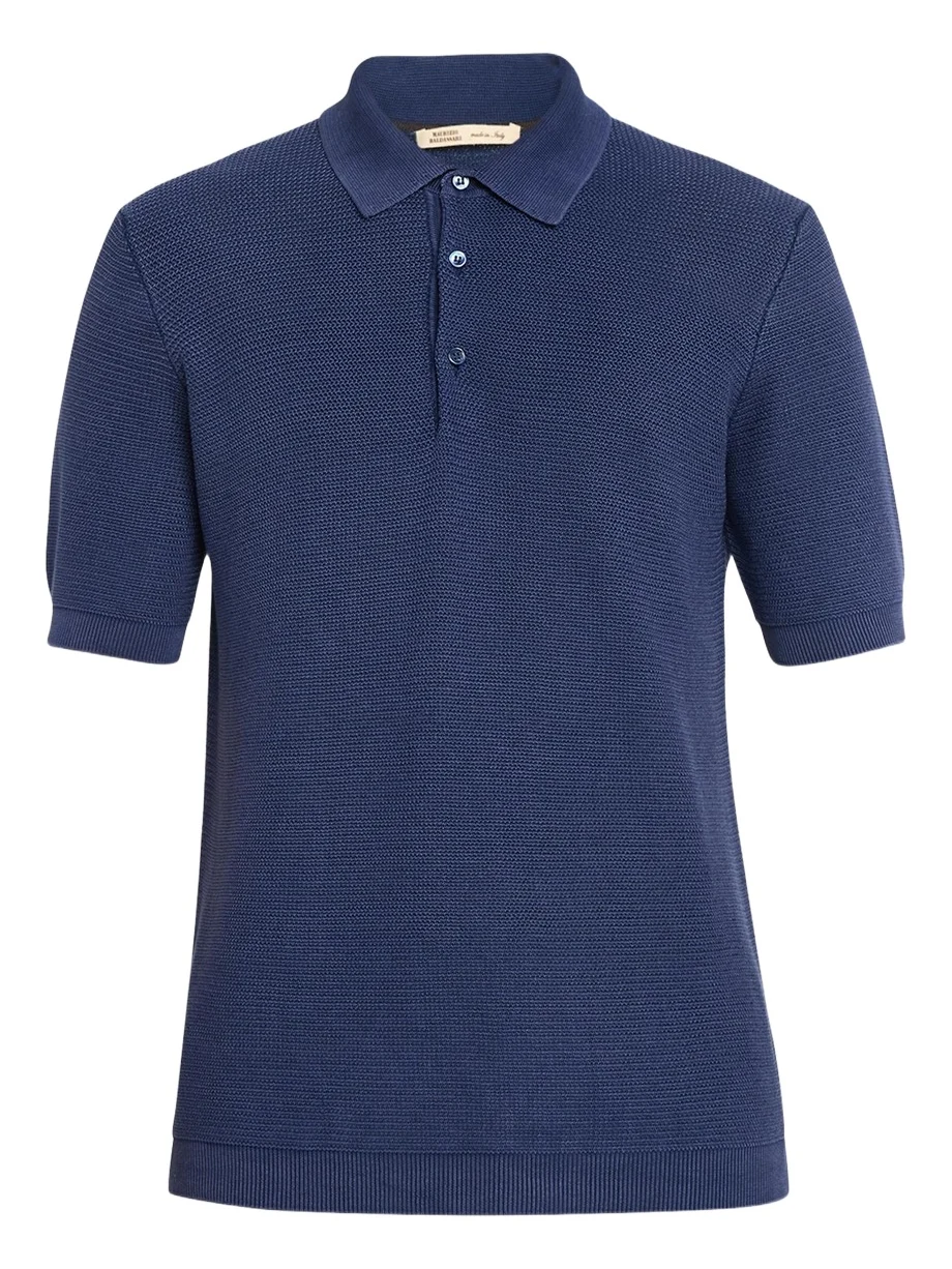 Men's Garment-Dyed Cotton Knit Short-Sleeve Polo Sweater Men's Garment-Dyed Cotton Knit Short-Sleeve Polo Sweater