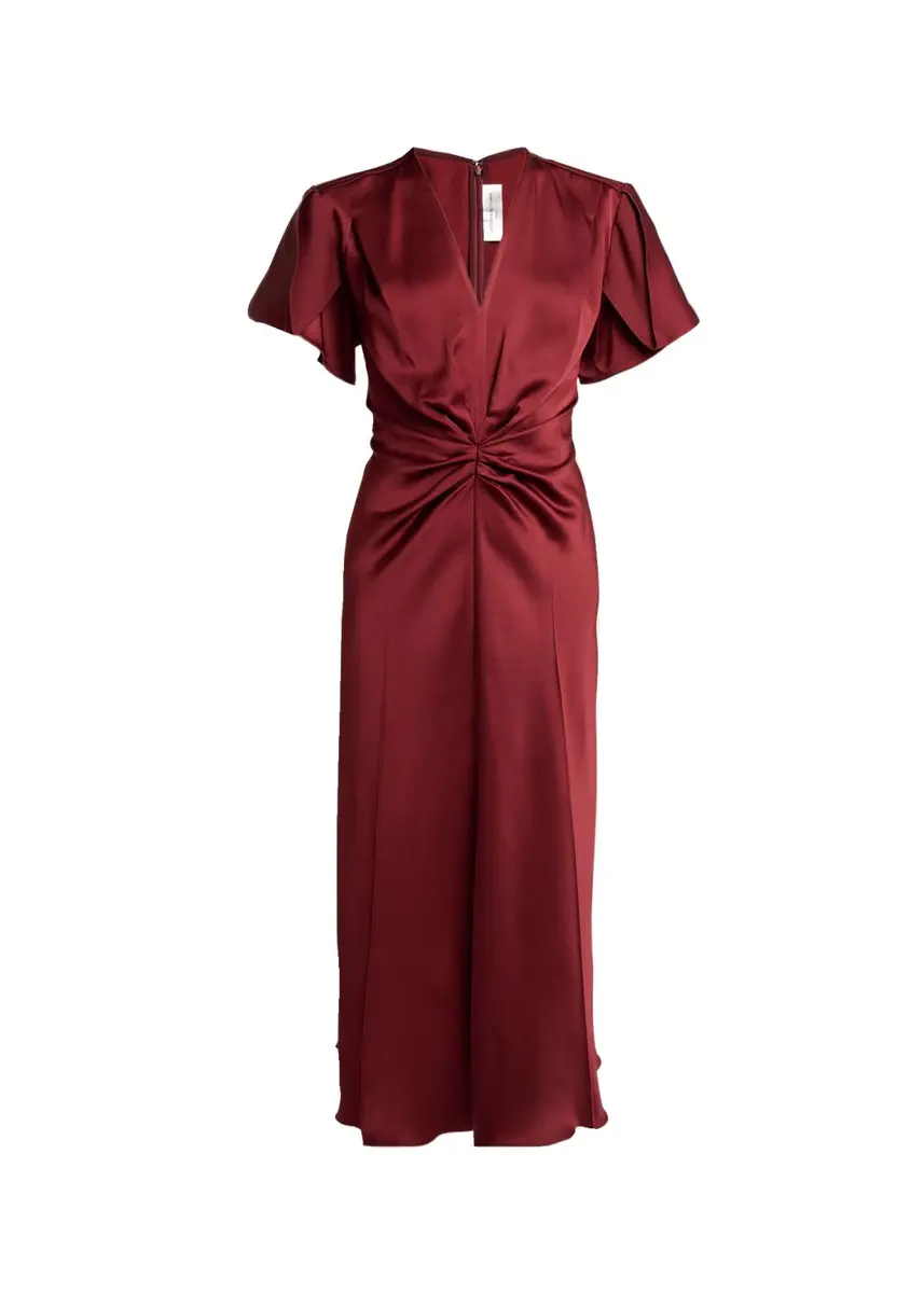 Victoria Beckham Eve Gathered-Waist Satin Midi Dress | Thumbnail 5